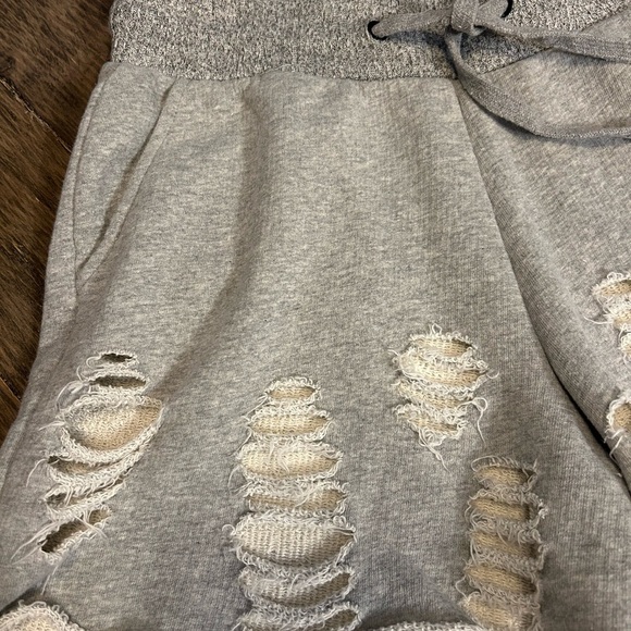 Natural Life Gray Distressed Sweat Shorts Size XS Elastic and Drawstring Waist - Picture 2 of 7